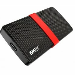 Emtec X200 Portable SSD 128 GB, Externe SSD (schwarz/rot, USB-C 3.2 Gen 1 (5 Gbit/s))