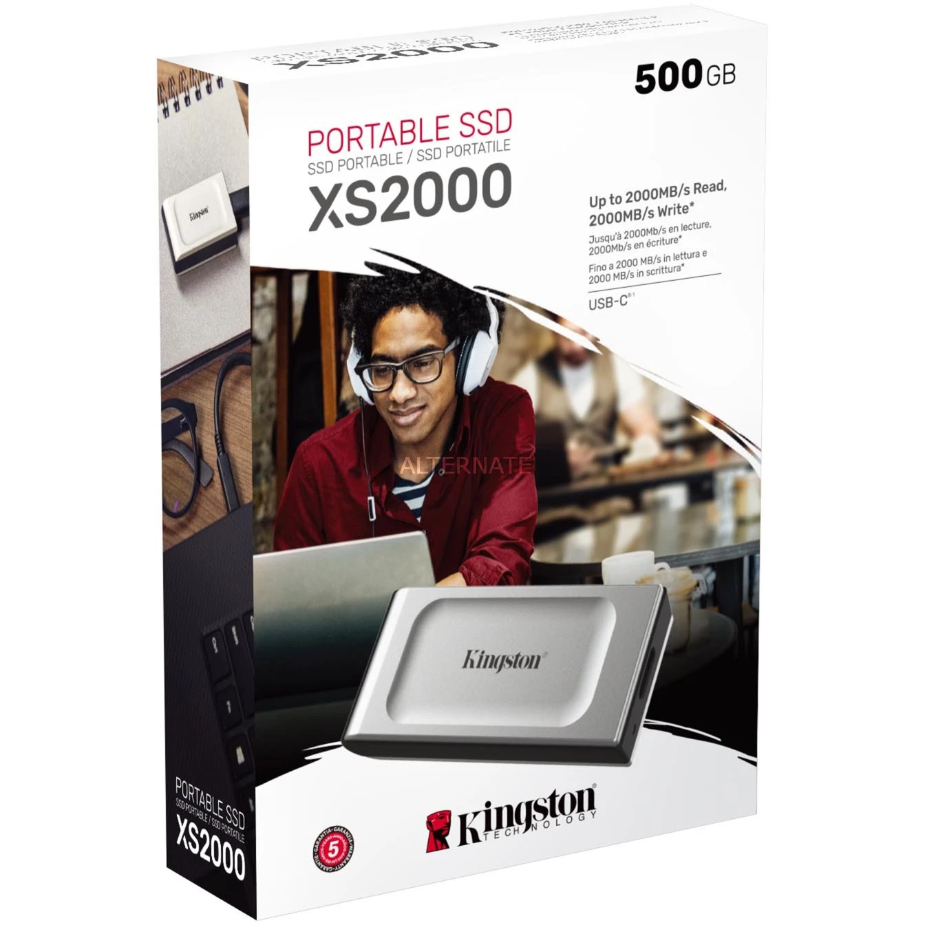 Kingston XS2000 Portable SSD 500 GB, Externe SSD (silber/schwarz, USB-C 3.2 Gen 2x2 (20 Gbit/s)) 6 Kingston XS2000 Portable SSD 500 GB, Externe SSD (silber/schwarz, USB-C 3.2 Gen 2x2 (20 Gbit/s)) – Bild 4
