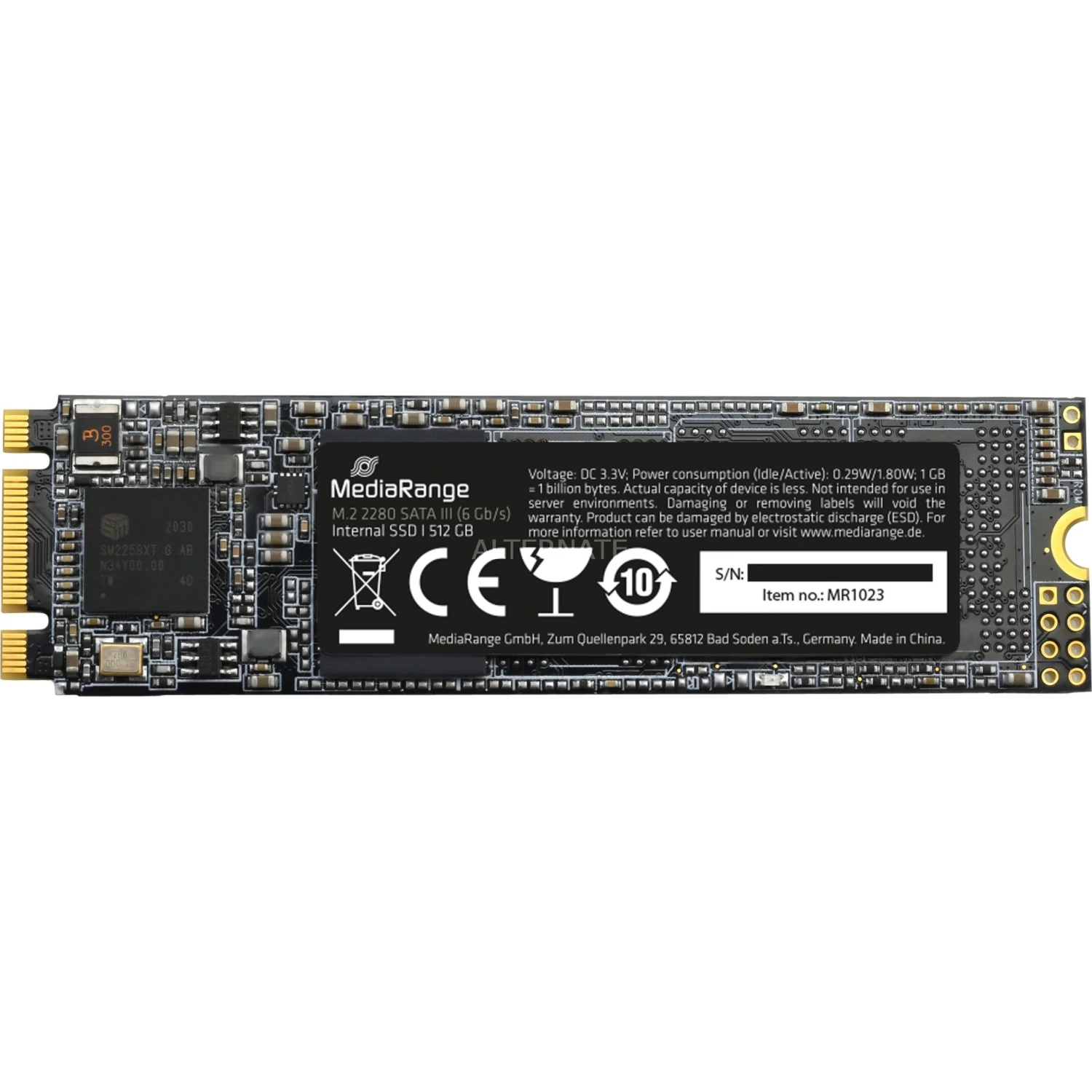 M.2 SSD MediaRange MR1023 512 GB, SSD (SATA 6 Gb/s, M.2 2280) 3 M.2 SSD MediaRange MR1023 512 GB, SSD (SATA 6 Gb/s, M.2 2280)